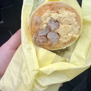 Cross section breakfast burrito