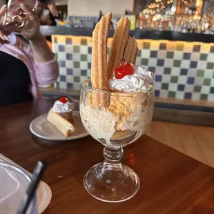 Churros and Fried Ice Cream , ice cream is good the best of all there desserts