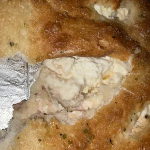 Inside cheese calzone