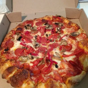 Pepperoni Mushroom Roasted Red Pepper Pizza