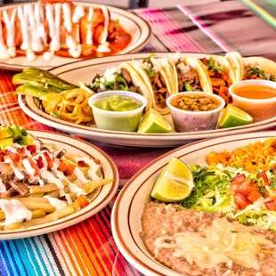 a variety of mexican food