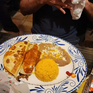 Combo of enchilada and quesadilla