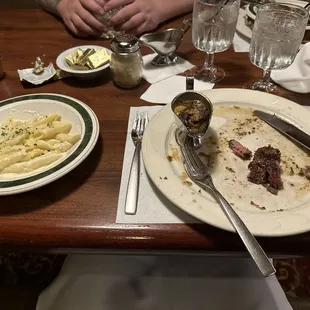 Steak with pasta as the side