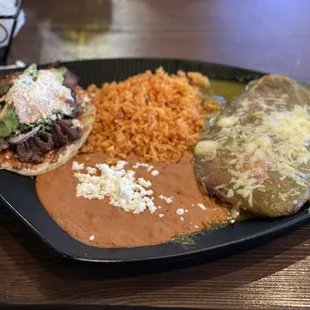 Lunch combo. Gourmet asada taco and chile relleno.