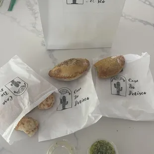 Empanadas, sauce and dessert