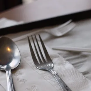 Filthy cutlery.