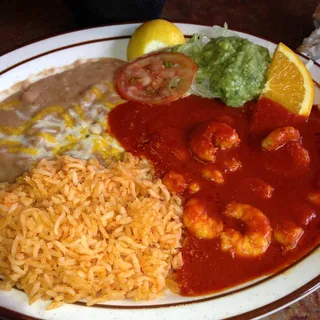 Camarones a la diabla (Shrimp in hot sauce)