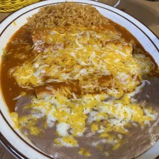 2 Enchiladas De Queso Con Taco Y Frijoles