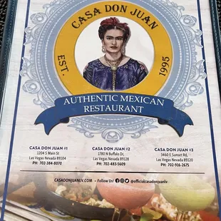 Menu cover