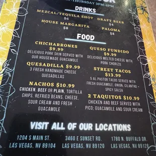 Happy Hour Menu