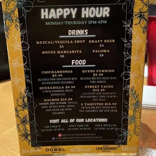 Happy Hour Menu!