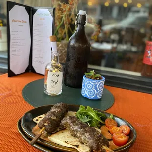 Beef and chicken skewers