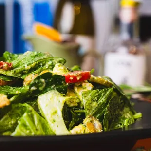 a close up of a salad