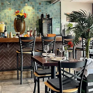 Loving the beautiful tile behind the bar