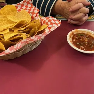 Lots of chips and hot salsa