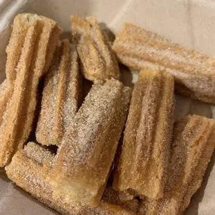 a container of churros