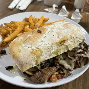 Chile poblano steak sandwich