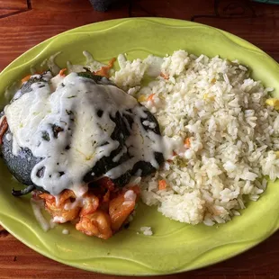 Seafood Chili Relleno with White Rice