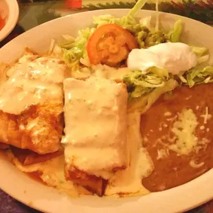 Chicken and crab chimichanga.