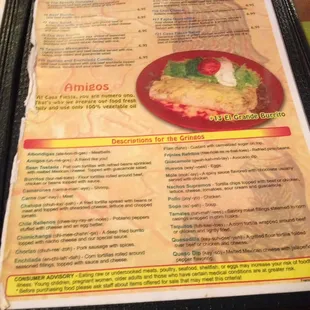 a menu for a mexican restaurant