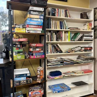 Their selection of games and books, which you can use while here.