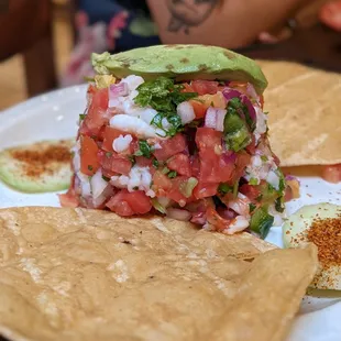Shrimp ceviche tostada