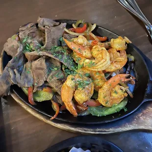 Shrimp and steak Fajitas