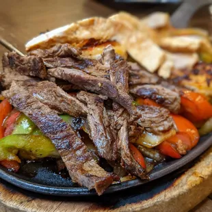 Steak and chicken fajitas
