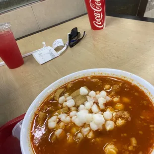 a bowl of soup on a table