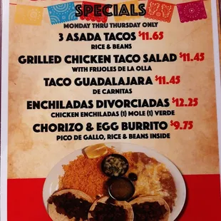a menu for a mexican restaurant