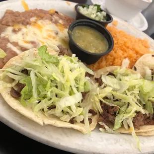 3 Asada Tacos plate