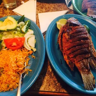 two plates of food on a table