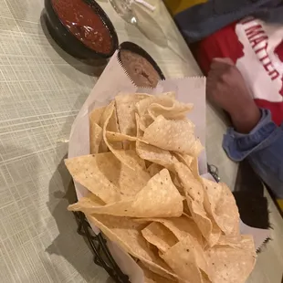 Chips with salsa and beans