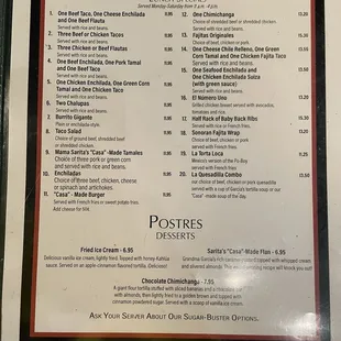 Lunch menu