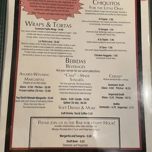 menu