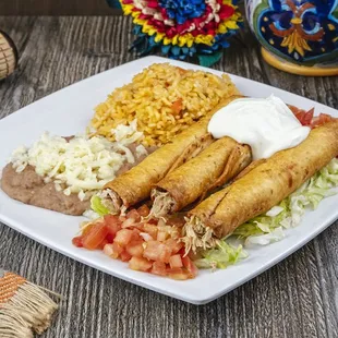 Chicken Flautas Plate
