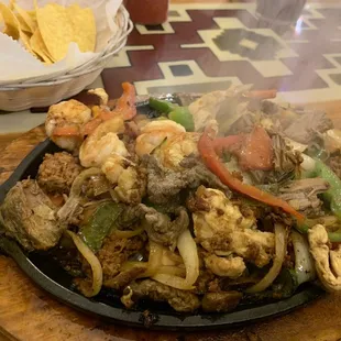 #76. The paradilla  or mixed plate fajitas. Sizzling steamy plate with everything and it was stupendous