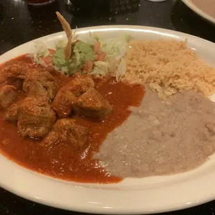 The pork in chile rojo.