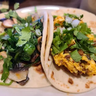breakfast tacos, with added cilantro