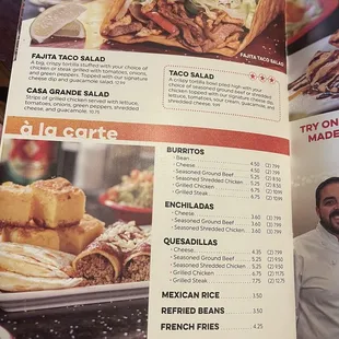 a menu for a mexican restaurant