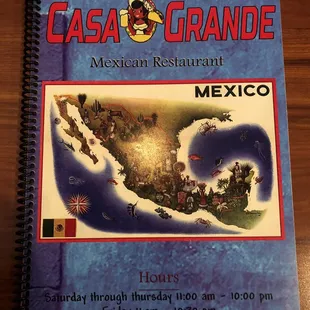 Front of menu