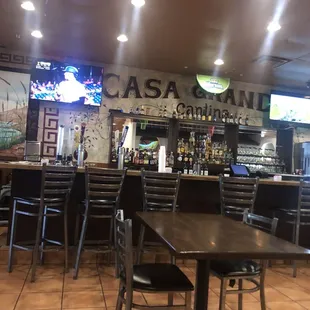 tables and chairs in a restaurant