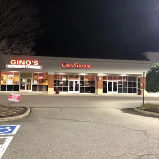 the front of the store at night