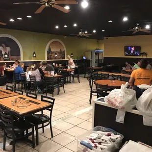 View from front door. Remodeling (Aug 2017) changing some booths to tables &amp; installing tile floor