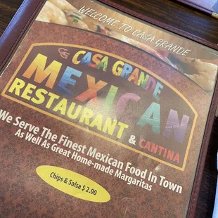 a menu for a mexican restaurant