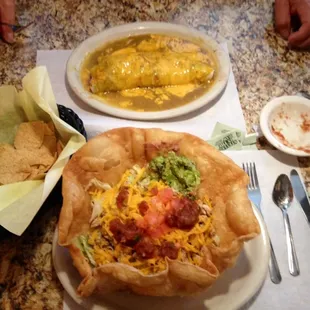 Concha Salad and a chili Verde burrito