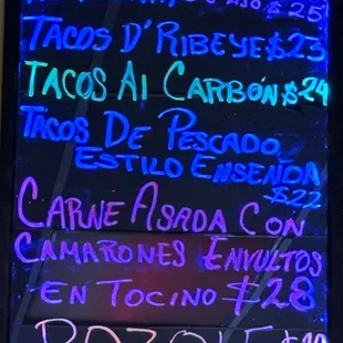 a menu for a mexican restaurant