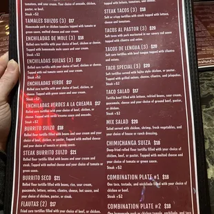 Favorites menu continued