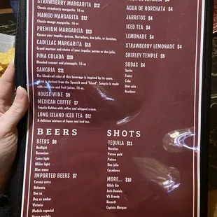 Drink menu