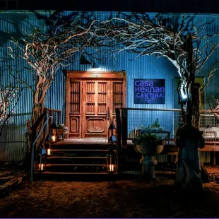 the entrance to the restaurant